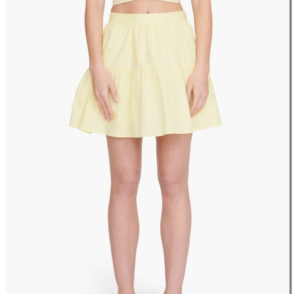STAUD Light Yellow Tiered Skirt